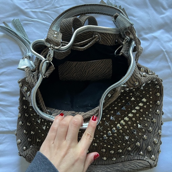 Suede Studded Bucket Bag/Backpack - Picture 5 of 6